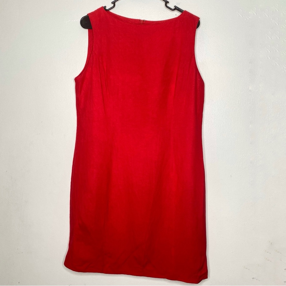 Savannah Red Linen Tank Sleeve Shift Dress